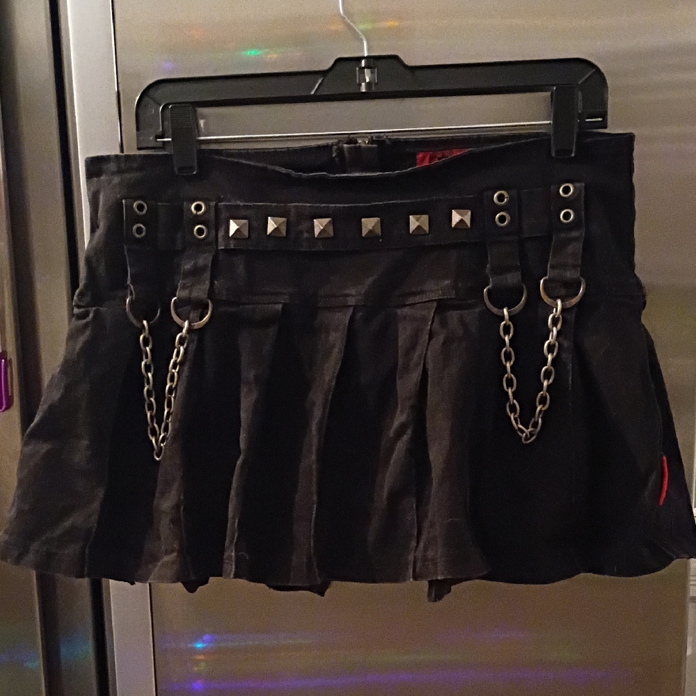 Tripp NYC Black Skater Skirt with Studs and Chains